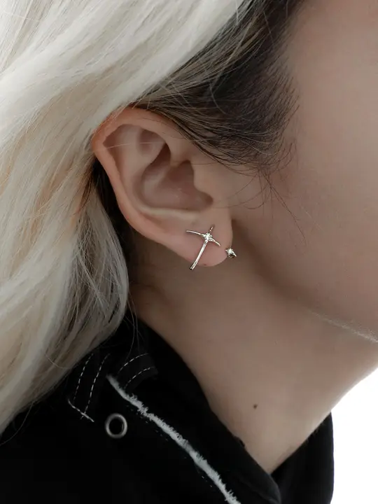 ピアス ユニセックス シルバー925 キュービックジルコニア 2WAY 上品 エレガント 「1STXULIE」