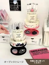 デスク用回転ペン立て収納ボックス【学生・子供用・文房具整理・仕切り付き】