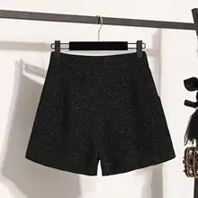 黒のショートパンツ【Aライン・ワイドレッグ・冬用・雪ニール糸・ブーツと合わせて】