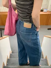 春用高腰ワイドレッグジーンズ【ブルー・フィット・足長効果】（セットアップ対応）
