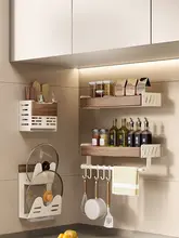 胡桃木製キッチン用置物棚【穴あけ不要・多層構造・アンティークスタイル】
