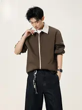 春季にぴったり！ストライプ切り替えの長袖シャツ【ゆったりとしたカジュアルデザイン】（セットアップ対応）