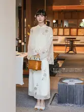 ハンドメイドの盘扣付きロングドレス【丸首・中華風・国風シャツ】（セットアップ対応）