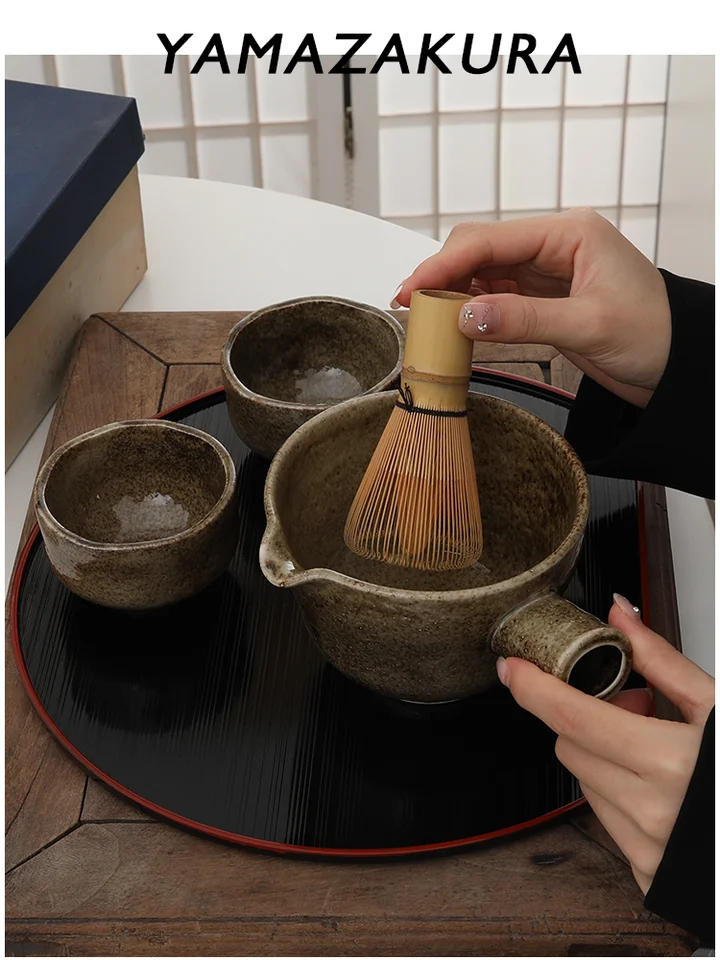 日本唐津焼き 抹茶碗＆茶器【侘寂風デザイン・ダイニング用】（セットアップ対応）