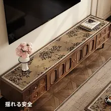 高級感あるレザー製 茶色の長方形テレビボードマット【防塵・新中式・和風デザイン】