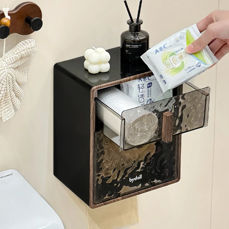 防水壁掛けトイレットペーパーケースZZ878：防塵設計でスムーズな紙取りを実現