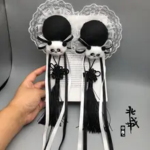 パンダデザインのリボン付きヘアクリップ【かわいいヘアアクセサリー・ロリータ風】