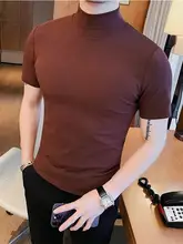 秋季スタイリッシュな半高領短袖Tシャツ【極上の柔らかさ・無地デザイン】