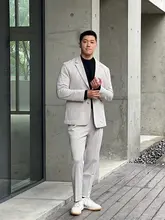 シンプルなビジネスカジュアルジャケット【平驳領・胸ポケット付き】