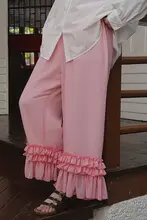 UVカットパンツ レディース シフォン 桜柄 幾何学模様 ケーキヘム ルーズ 春
