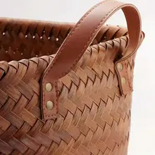 水洗い可能！レトロ風の高級フェイクラタン収納バスケット【 お菓子・おもちゃ・衣類・雑貨整理用・ピクニックバスケット】