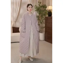 菱形柄のゆったりとしたロングコート【冬用・フリーサイズ】