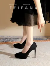 パンプス レディース スエード調 ポインテッドトゥ スティレットヒール プラットフォーム ブラック 疲れにくい きれいめ 上品