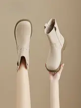 秋冬用 レトロデザインのショートブーツ【スエード・太ヒール・チェルシーブーツ】