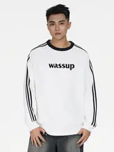 スウェット ユニセックス クルーネック 長袖 ロゴ ヘビーオンス アメカジ ヴィンテージ ストリート 春秋「WASSUP」