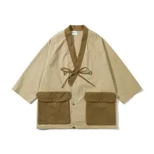 日本風レトロデザイン 大口ポケット付きカジュアル道袍【夏用・ルーズフィット・男女兼用】