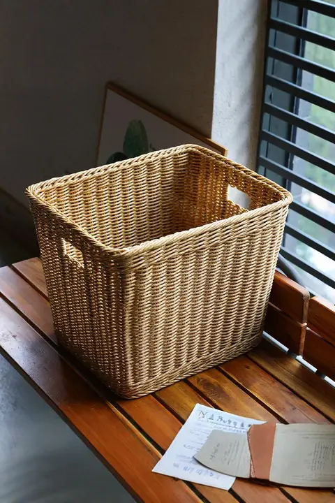 Kens ラタン風 大型ランドリーバスケット【家庭用・収納・浴室用】
