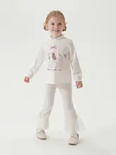 女の子用 シフォン切替えのフレアパンツ【伸縮性・春用】