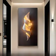 モダンな軽奢華の玄関装飾画【縦型・抽象アート・廊下用】