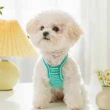 hipidog 小型犬用 夏用服【笑顔プリント・カラフルストライプ・吊り付き】
