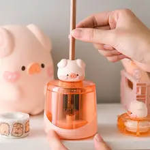 文房具セット 電動鉛筆削り 消しゴム 修正テープ ドットライナー 携帯用 可愛い ピッグデザイン キッズ 男の子 女の子 学生用