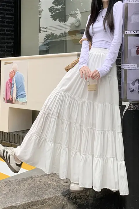 ハイウエスト切替フレアスカート【春用・エレガント・ケーキスタイル・大きな裾】（セットアップ対応）