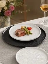 シンプルで美しい！黒白の和風釉下彩プレート【家庭用・様々な料理に最適】