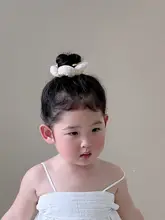 可愛い花モチーフの子供用ヘアゴム【バニライエロー・傷めない・女の子向け】