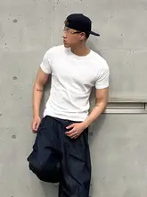フィット感のあるリブ編み半袖Tシャツ【通勤用・ドライ機能・ラウンドネック・夏用】