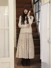 白色羊毛ニットジレ【女性用・重ね着対応】