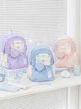 抽绳デザインのバックパック【軽量・大容量・ピンク・女子用】