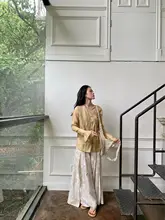 高腰リネン風エアパンツ【軽量・フィット・夏用・UVカット】