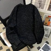 春秋用 長袖 メンズカジュアルウェア【重厚なワックス染め・クルーネック・アメリカンスタイル・ゆったりシルエット】