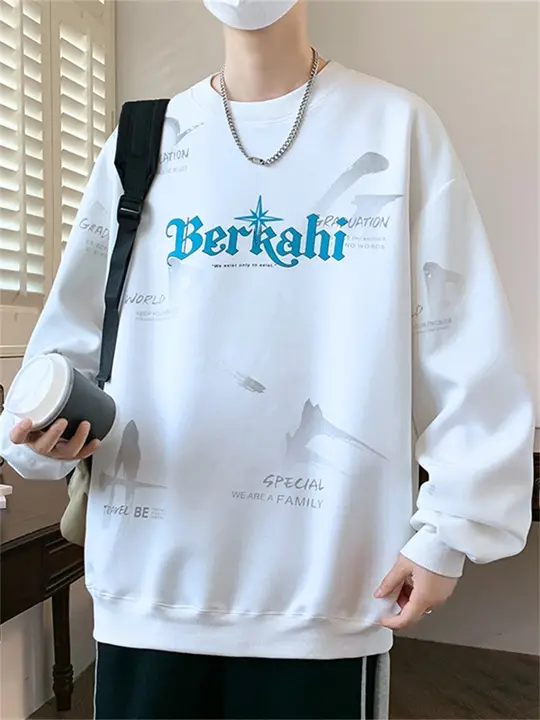 春秋用 メンズ長袖Tシャツ【学生向け・クルーネック・カジュアルデザイン】