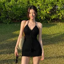 セクシーなハイネックレースリ bodysuit【ウエストシェイプ・リゾート用】（セットアップ対応）