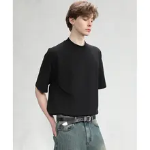 半袖Tシャツ ユニセックス ミドルネック バックボーンステッチ 厚手 テクスチャー オーバーサイズ ボリュームシルエット きれいめ 「CAKUNTA」