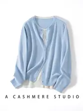 ラウンドネック風二重編みカーディガン【山羊毛・ゆったりデザイン・ピンク・ホワイト】（セットアップ対応）