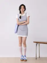 夏にぴったりな2色のパネルデザインのドレープワンピース【スリムフィット・着こなし自由】（セットアップ対応）