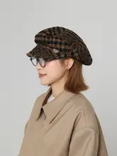 レトロなヒョウ柄のベレー帽【女性用・秋冬新作・雲のようなデザイン・大きめサイズ】