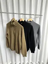 秋用 メンズ ハーフジップ セーター【元宝針工芸・ファッショナブル・ニット】（セットアップ対応）