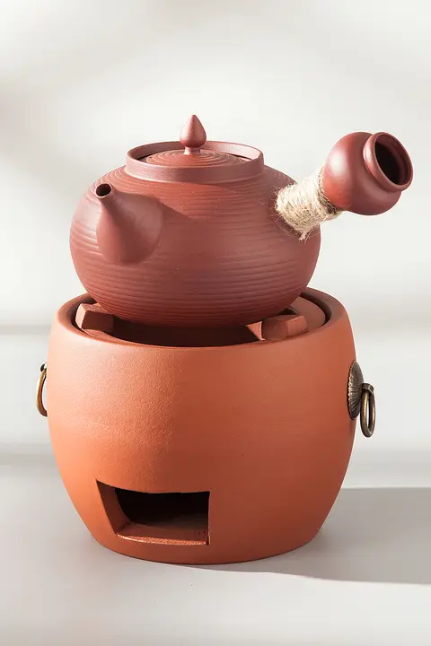 朱泥の手作りティーポット【薄く軽量・炭火用・茶器セット対応】
