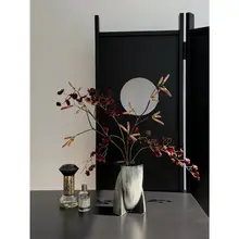 フラワーベース 陶器 侘び寂び アンティーク風 上品 グレージュ リビング 卓上 インテリア