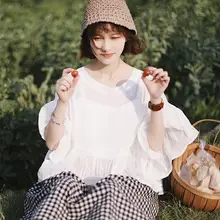フリルデザインのレディース夏用ブラウス【甘美・レトロ・軽やか】