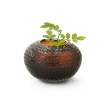 手作りガラス収納瓶【葉模様・古風な陶器風・花瓶・中華風】