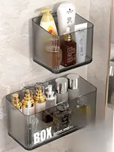 壁掛けミラーキャビネット付き収納ボックス【穴あけ不要・洗面台用・化粧品収納】