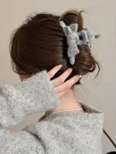大サイズ毛糸リボンヘアクリップ【おしゃれなシュシュ・後頭部用・女性用】