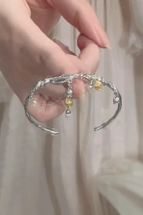 楚噢 S925純銀製 スズランパールブレスレット【シンプル・新中式デザイン】