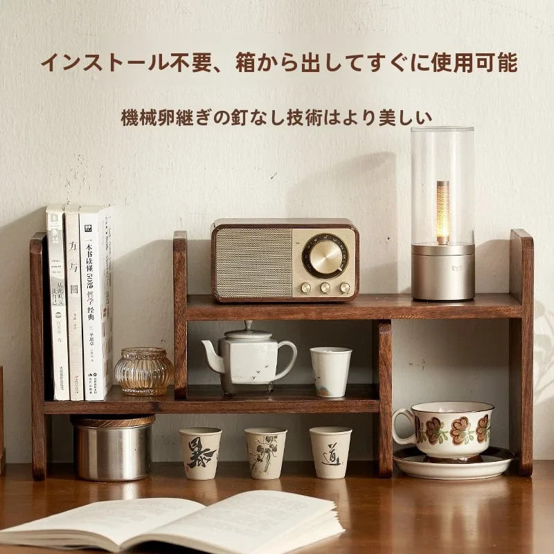 実木製収納ラック青簡置物架：中古風の原木デザインでシンプルな収納を実現