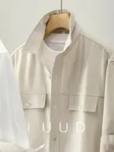シャツ メンズ 七分袖 フレンチ風 ドレープ 防シワ加工 シアー パッチポケット 「LUUD」