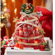 クリスマスケーキ用ストロベリータルト装飾リボン【クリスマス星・鈴・デザートテーブル用】